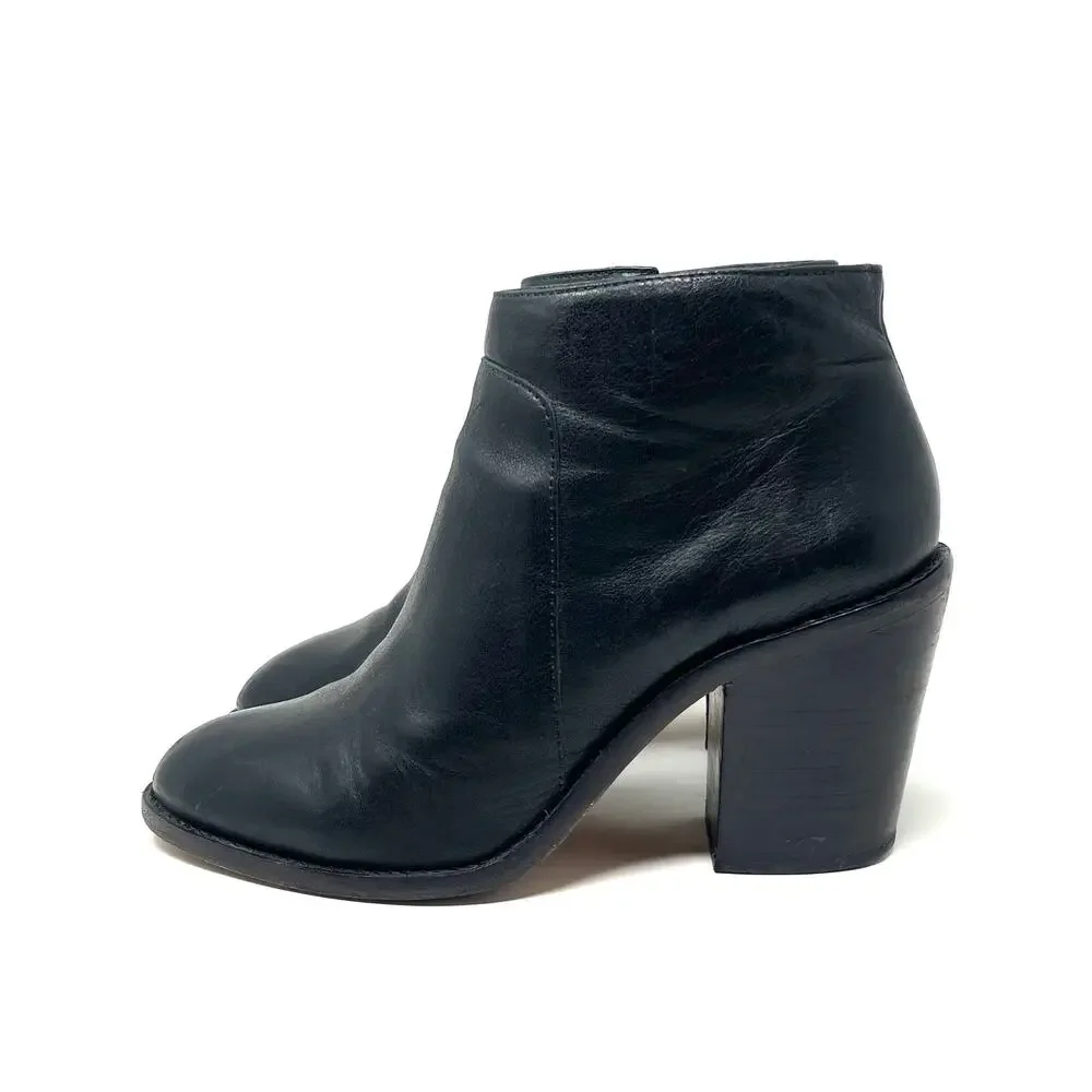 Loeffler Randall Ella Leather Ankle Boots - Black - Size 7.5